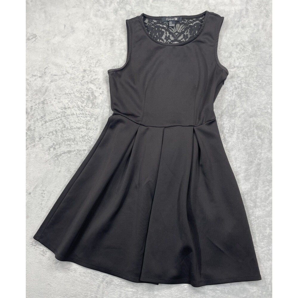 Black Small Sleeveless Lace Back Fit & Flare Mini Dress